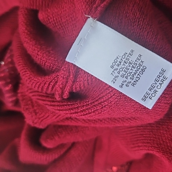 Cato Maroon Sweater Dress with Sequin and Pearl Long Sleeves - Picture 12 of 15